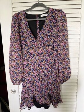 Floral Wrap Mini Dress - Purple Multi